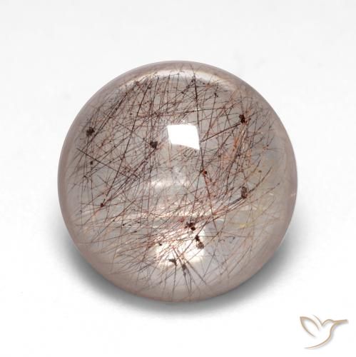 4.98ct Natural Marrón nogal claro Cuarzo rutilo, Redondo, Transparente