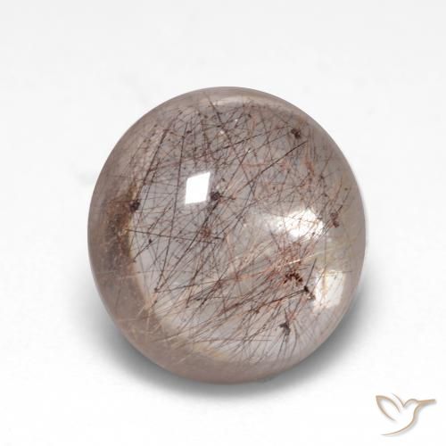 Cuarzo rutilo Marrón nogal claro natural de 4.98 ct, Redondo, Transparente