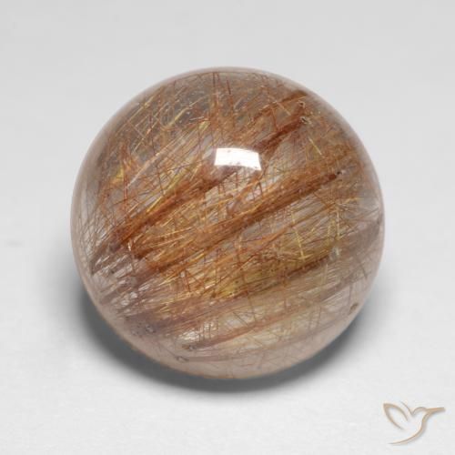 7.18ct Natural Marrón leonado muy claro Cuarzo rutilo, Redondo, Translúcido