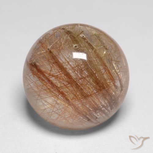 Cuarzo rutilo Marrón leonado muy claro natural de 7.18 ct, Redondo, Translúcido