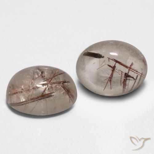 Gemas de Cuarzo rutilo Claro con marrón natural de 4.43 ct, Ovalada, Transparente