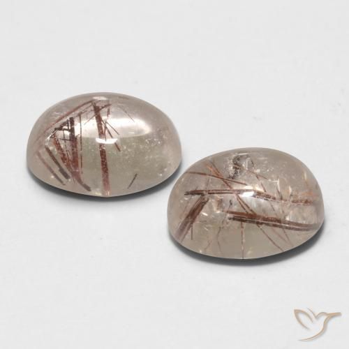 Gemas de Cuarzo rutilo Claro con marrón natural de 4.43 ct, Ovalada, Transparente