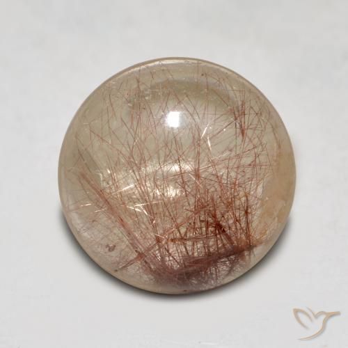 4.40ct Natural Claro con marrón Cuarzo rutilo, Redondo, Transparente