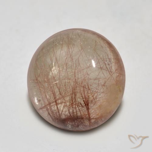 Cuarzo rutilo Claro con marrón natural de 4.40 ct, Redondo, Transparente