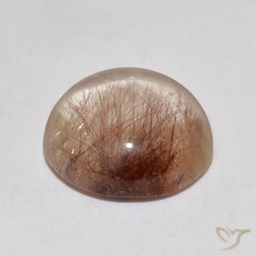 Cuarzo rutilo Claro con marrón natural de 4.40 ct, Redondo, Transparente