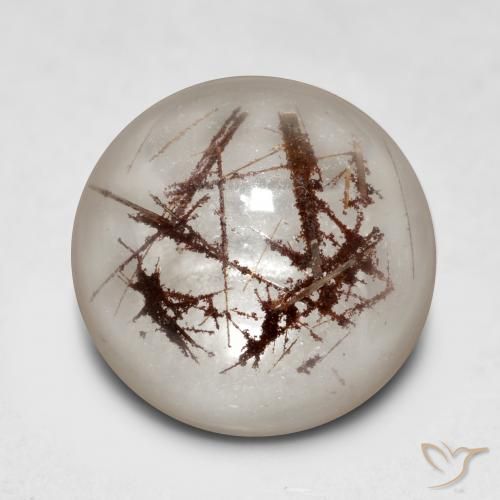 Cuarzo rutilo Claro con marrón natural de 5.59 ct, Redondo, Transparente