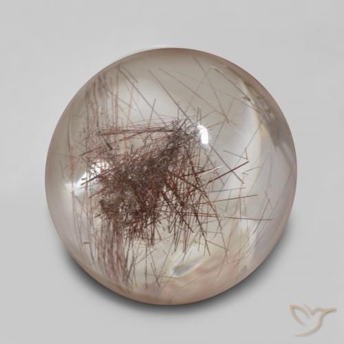 Cuarzo rutilado marrón natural de 14,72 ct, corte redondo, transparente