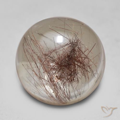 Cuarzo rutilado marrón natural de 14,72 ct, corte redondo, transparente