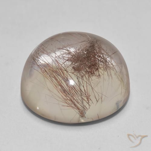 Cuarzo rutilado marrón natural de 14,72 ct, corte redondo, transparente