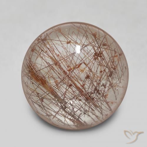 5.84ct Natural Claro con cobre Cuarzo rutilo, Redondo, Transparente