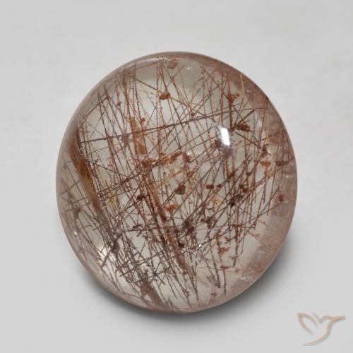 Cuarzo rutilo Claro con cobre natural de 5.84 ct, Redondo, Transparente