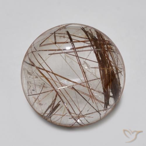 4.65ct Natural Claro con marrón Cuarzo rutilo, Redondo, Transparente