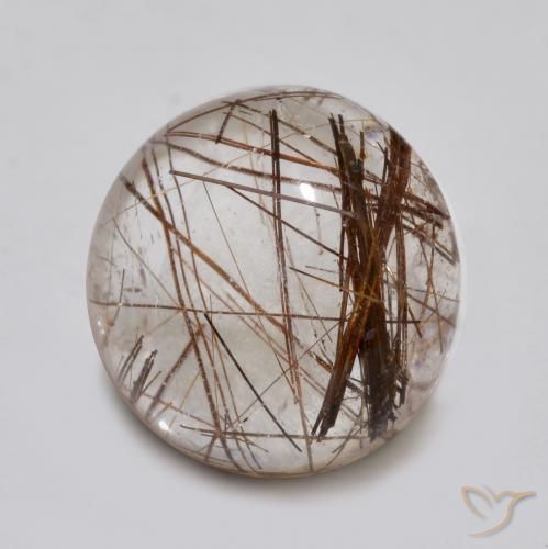Cuarzo rutilo Claro con marrón natural de 4.65 ct, Redondo, Transparente