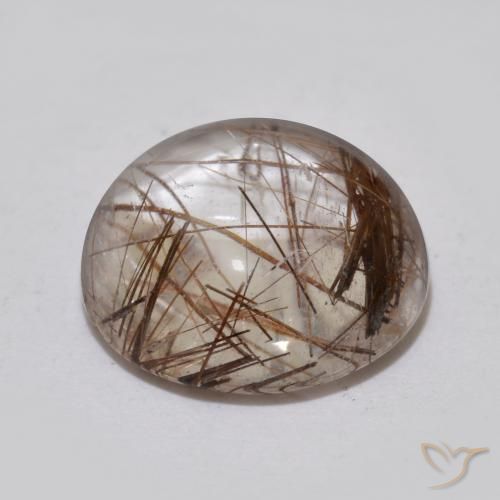 Cuarzo rutilo Claro con marrón natural de 4.65 ct, Redondo, Transparente