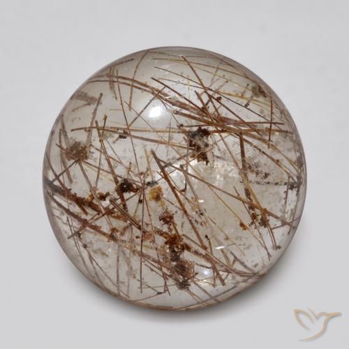 5.36ct Natural Claro con marrón Cuarzo rutilo, Redondo, Transparente