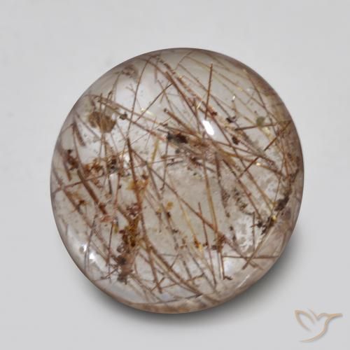 Cuarzo rutilo Claro con marrón natural de 5.36 ct, Redondo, Transparente