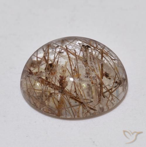 Cuarzo rutilo Claro con marrón natural de 5.36 ct, Redondo, Transparente