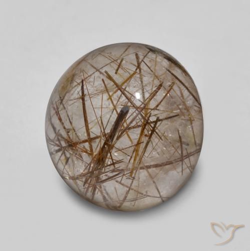 4.50ct Natural Claro con marrón Cuarzo rutilo, Redondo, Transparente