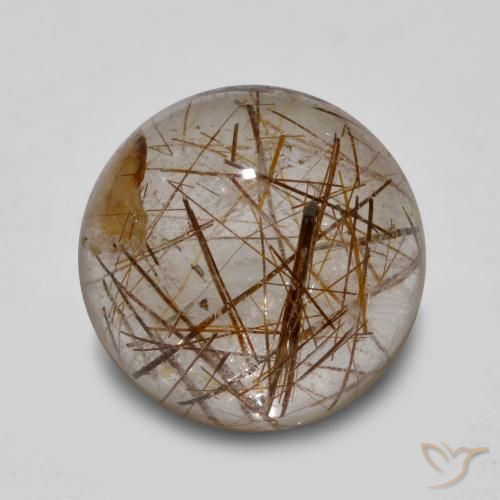 Cuarzo rutilo Claro con marrón natural de 4.50 ct, Redondo, Transparente