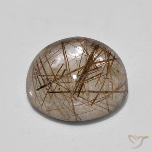 Cuarzo rutilo Claro con marrón natural de 4.50 ct, Redondo, Transparente