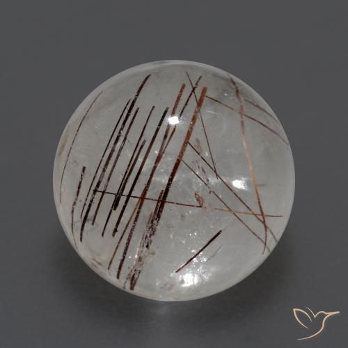 4.31ct Natural Claro con cobre Cuarzo rutilo, Redondo, Transparente