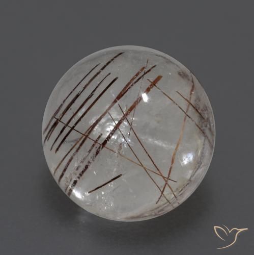 Cuarzo rutilo Claro con cobre natural de 4.31 ct, Redondo, Transparente