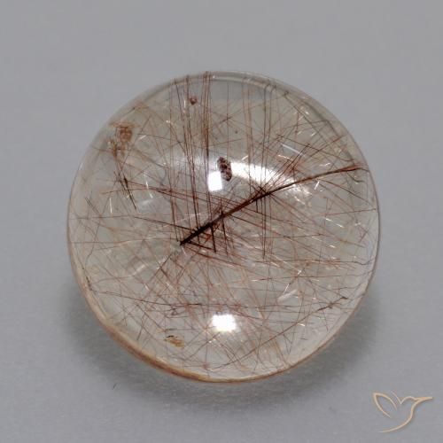 4.46ct Natural Claro con marrón Cuarzo rutilo, Redondo, Transparente