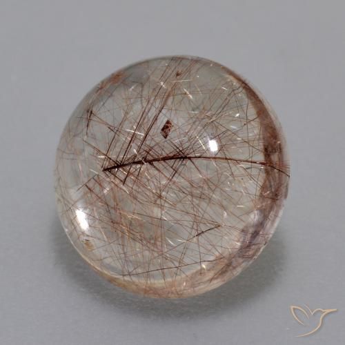 Cuarzo rutilo Claro con marrón natural de 4.46 ct, Redondo, Transparente
