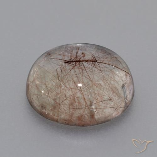 Cuarzo rutilo Claro con marrón natural de 4.46 ct, Redondo, Transparente