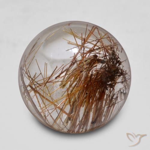 5.10ct Natural Claro con marrón Cuarzo rutilo, Redondo, Transparente