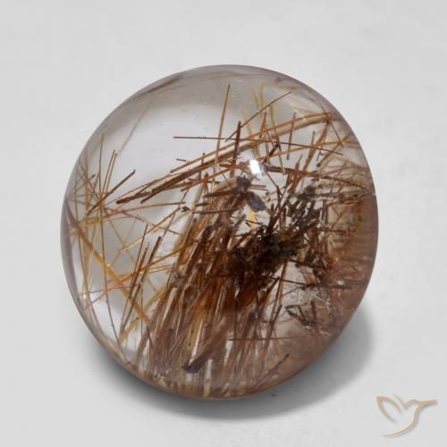 Cuarzo rutilo Claro con marrón natural de 5.10 ct, Redondo, Transparente