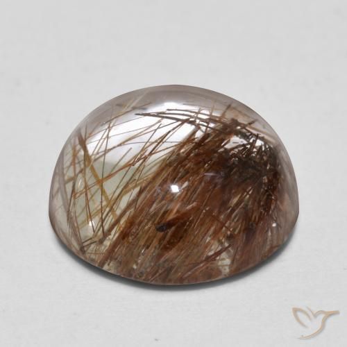 Cuarzo rutilo Claro con marrón natural de 5.10 ct, Redondo, Transparente