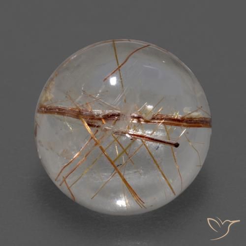 Cuarzo rutilo Claro con marrón natural de 3.69 ct, Redondo, Transparente