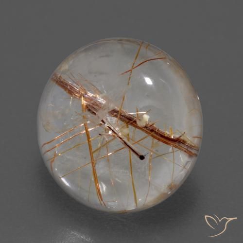 Cuarzo rutilo Claro con marrón natural de 3.69 ct, Redondo, Transparente