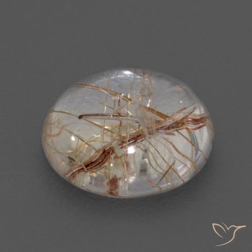 Cuarzo rutilo Claro con marrón natural de 3.69 ct, Redondo, Transparente