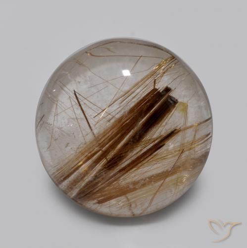 4.50ct Natural Claro con marrón Cuarzo rutilo, Redondo, Translúcido