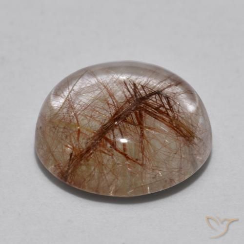 Cuarzo rutilo Claro con cobre natural de 4.63 ct, Redondo, Transparente