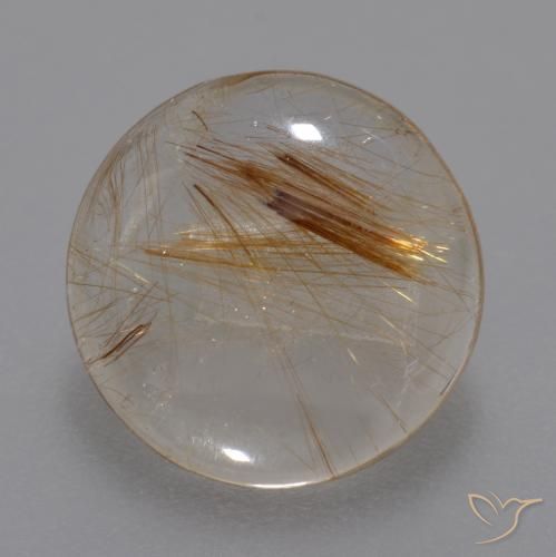 4.23ct Natural Marrón leonado muy claro Cuarzo rutilo, Redondo, Transparente