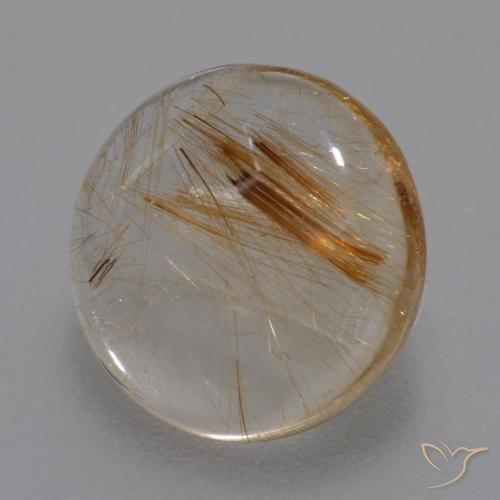 Cuarzo rutilo Marrón leonado muy claro natural de 4.23 ct, Redondo, Transparente