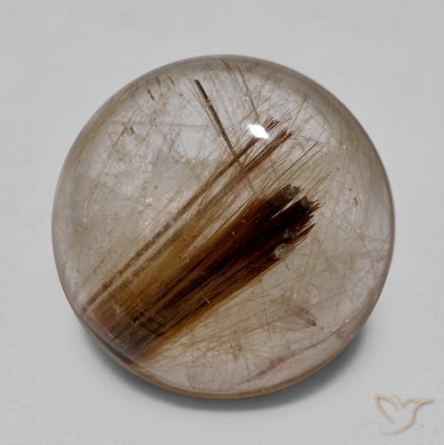 8.25ct Natural Claro con marrón Cuarzo rutilo, Redondo, Transparente