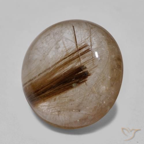 Cuarzo rutilo Claro con marrón natural de 8.25 ct, Redondo, Transparente
