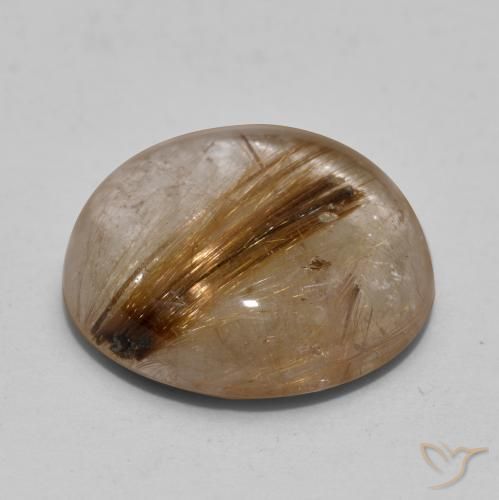Cuarzo rutilo Claro con marrón natural de 8.25 ct, Redondo, Transparente