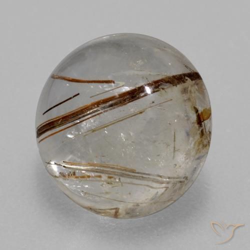 4.76ct Natural Claro con marrón Cuarzo rutilo, Redondo, Transparente
