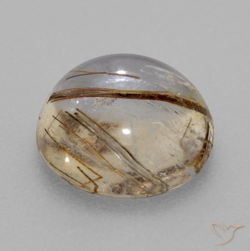 Cuarzo rutilo Claro con marrón natural de 4.76 ct, Redondo, Transparente