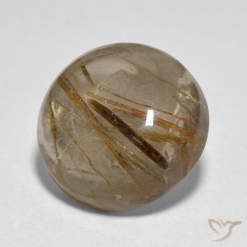 Cuarzo rutilo Claro con marrón natural de 5.31 ct, Redondo, Transparente