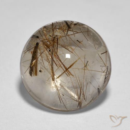 3.75ct Natural Claro con marrón Cuarzo rutilo, Redondo, Transparente