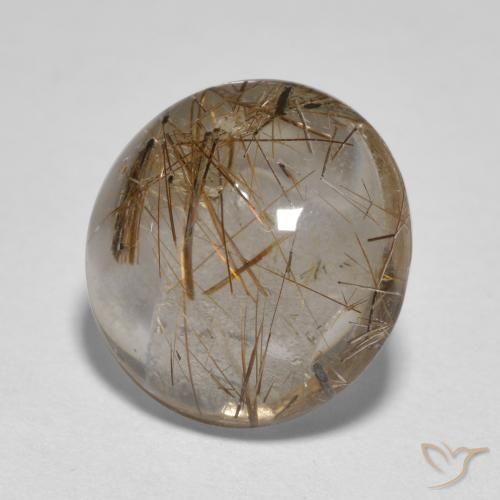 Cuarzo rutilo Claro con marrón natural de 3.75 ct, Redondo, Transparente