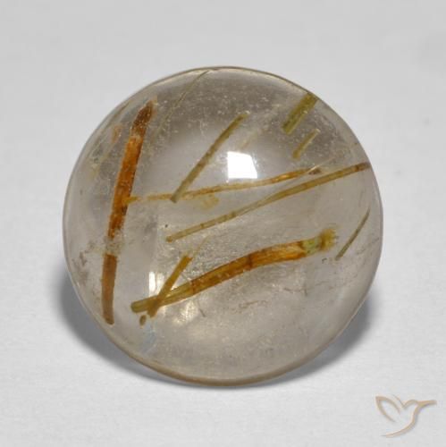 4.96ct Natural Marrón cálido Cuarzo rutilo, Redondo, Transparente