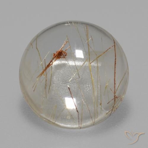 5.60ct Natural Claro con cobre Cuarzo rutilo, Redondo, Transparente