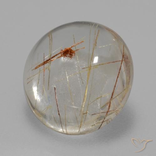 Cuarzo rutilo Claro con cobre natural de 5.60 ct, Redondo, Transparente